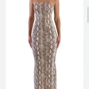 Elegant Gray Snake Print Dress